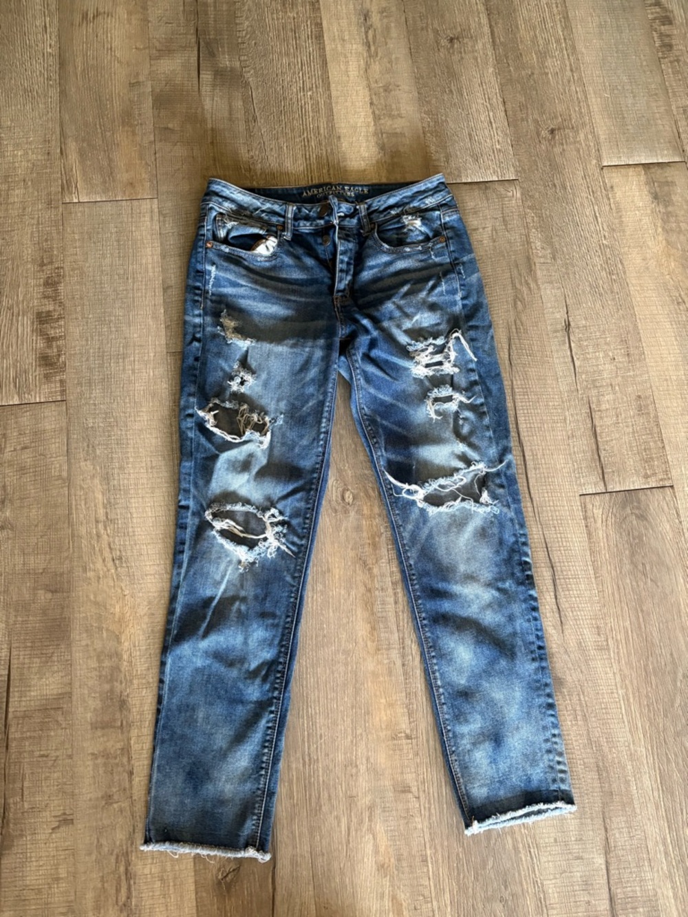 American Eagle Outfitters Ripped Boyfriend Jeans - Blue